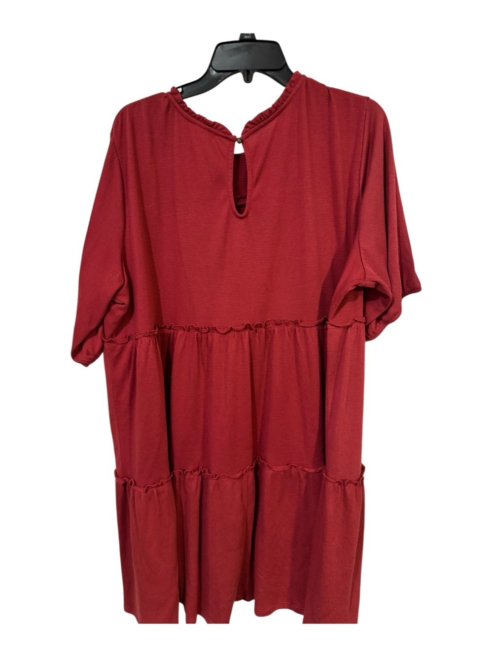 Knox Rose XXL Berry Red Tiered Babydoll Dress Boho Puff Sleeve Keyhole Back - Picture 3 of 5